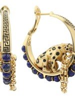 Серьги из лимонного золота 585 пробы c эмалью и лазуритом
