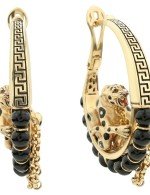 Серьги из лимонного золота 585 пробы c эмалью и ониксом