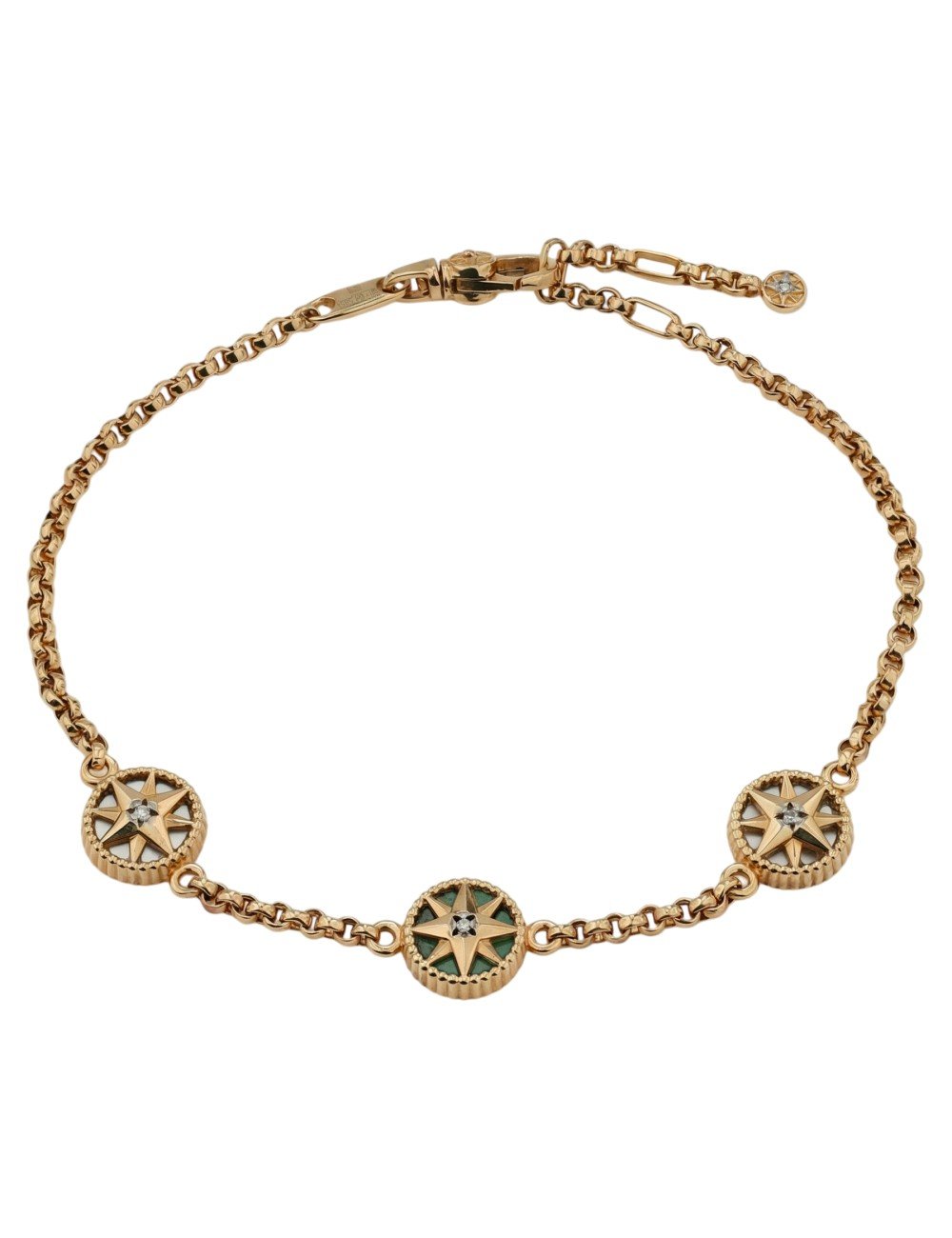 Браслет из золота 585 пробы c бриллиантами, малахитом и перламутром